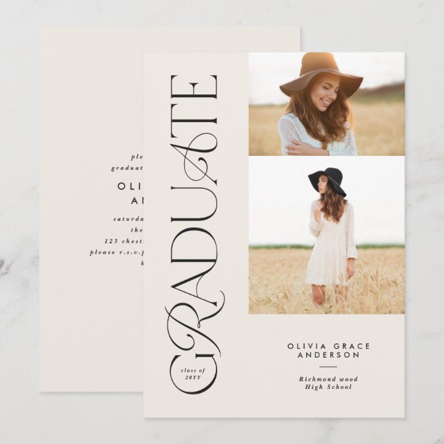 Carte Typographie naturelle moderne et élégante multi ph (Devant / Derrière)