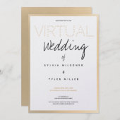 Carte Typographie noire Mariage virtuel (Devant / Derrière)