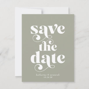 Carte Typographie rétro Sage mariage vert Enregistrer la