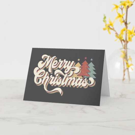Carte Typographie rétro vintage Joyeux Noël (Fleur jaune)