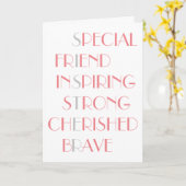 Carte Typographie rose de poème d'acrostiche de belles (Fleur jaune)