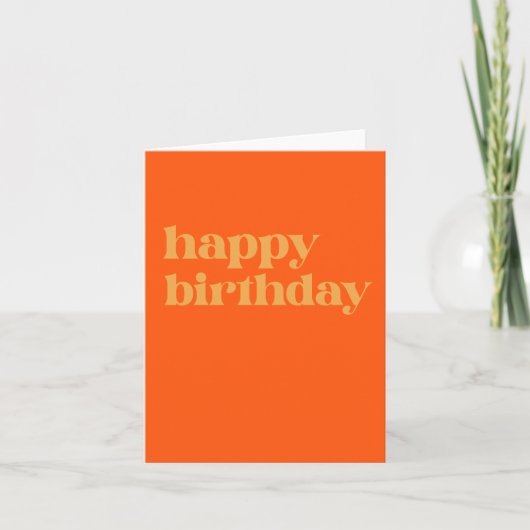 Carte Typographie simple Anniversaire orange et jaune (Devant)