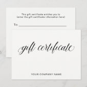 Carte Typographie simple et élégante | Certificat cadeau (Devant / Derrière)