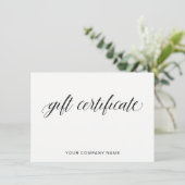 Carte Typographie simple et élégante | Certificat cadeau (Debout devant)