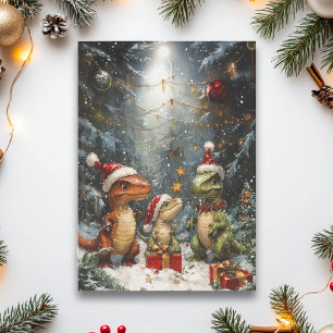 Carte Tyrannosaure de Noël Dinosaure