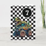 Carte Tyrannosaurus Rex Monster Truck 7e anniversaire<br><div class="desc">Un monstre de dinosaure camion 7ème anniversaire carte pour les garçons. Doté d'un arrière - plan à damiers noir et blanc à l'avant avec un endroit que vous pouvez facilement personnaliser l'âge si nécessaire. Un dinosaure Tyrannosaurus rex au sommet d'un camion monstre ravira tous les amateurs de dinosaures et de...</div>