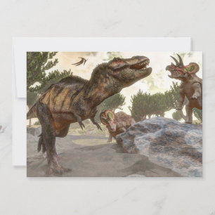 Carte Tyrannosaurus rex s'échappant de l'attaque des tri