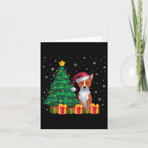 Carte Ugly Basenji Santa Hat lumières Noël Amoureux des