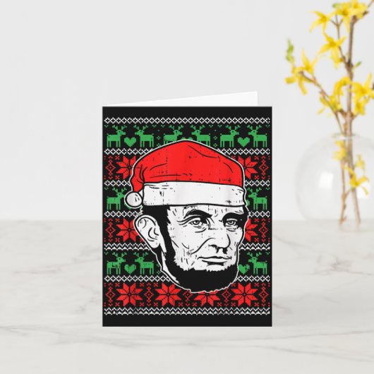 Carte Ugly Christmas Abe Shirt Abraham Lincoln Santa Pat (Fleur jaune)