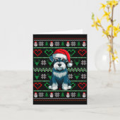 Carte Ugly Christmas Schnauzer Dog Wearing Santa Hat Xma (Fleur jaune)
