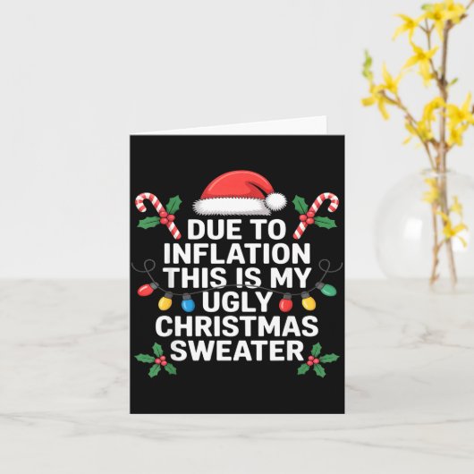 Carte Ugly Christmas Sweaters Funny Due To Inflation (Fleur jaune)