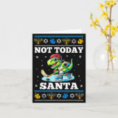 Carte Ugly Hanukkah Sweater Not Today Santa Dinosaur Hoc (Fleur jaune)