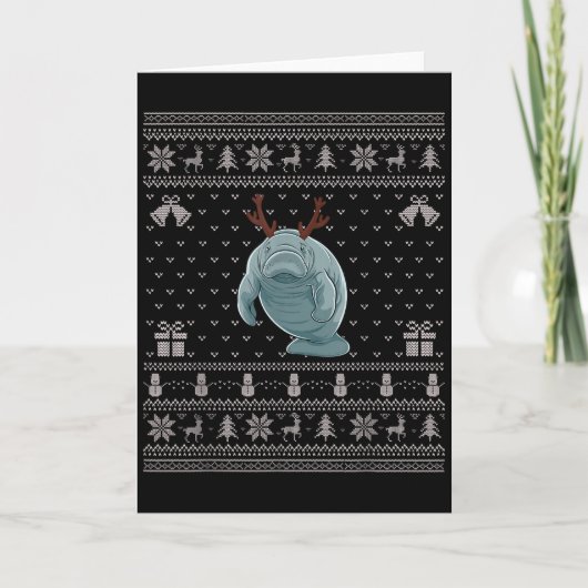 Carte Ugly Xmas Sweater Style Manatee Reindeer Christmas (Devant)