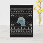 Carte Ugly Xmas Sweater Style Manatee Reindeer Christmas (Fleur jaune)