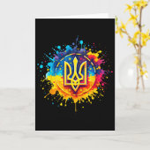 Carte Ukraine Tryzub Trident ukrainien (Fleur jaune)