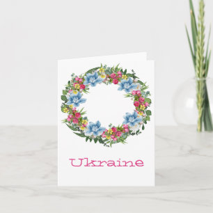 Carte Ukraine Ukrainienne Fleurs de couronne Foi Espoir