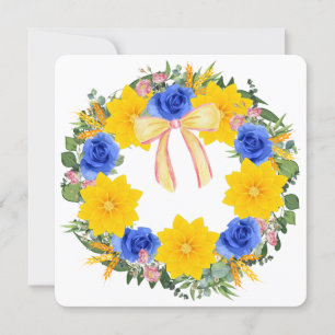 Carte Ukraine Ukrainienne Fleurs de couronne Foi Espoir