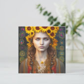 Carte Ukrainienne Fille d'Amulets & Tournesols (Debout devant)