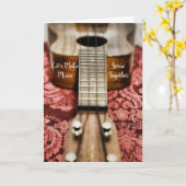 Carte Ukulélé faisant la musique ensemble (Fleur jaune)