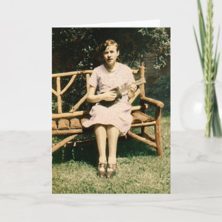 Carte Ukulélé fille chant photo de cru en août 1930