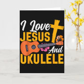 Carte Ukulele Hawaïen Uke Jésus Foi Chrétien J'Aime (Fleur jaune)