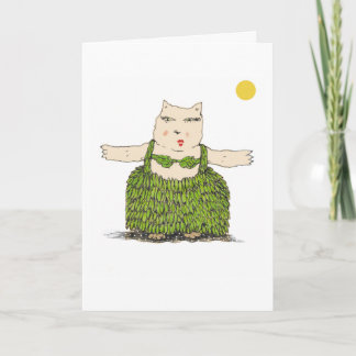 Carte Ula, Exotic Hula Cat Card from Denis Gaston Art