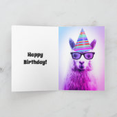 Carte Un Adorable Alpaca en lunettes, Anniversaire (Intérieur)