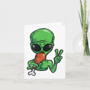Carte Un Alien Mange De La Turquie Jour D'Action De Grâc