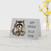 Carte Un ami comme vous Voyage Raton laveur Anniversaire (Fleur jaune)