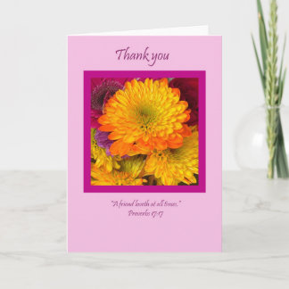 Carte Un ami en Merci jaune et orange vierge à l'intérie