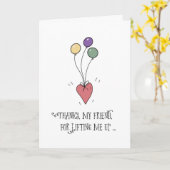 Carte Un ami remercie pour le support Ballons et Heart B (Fleur jaune)