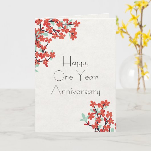 Carte Un an d'anniversaire pour son rouge (Fleur jaune)