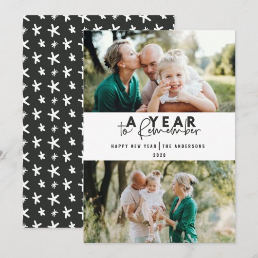 Carte Un an de mémoire moderne minime multi photo (Devant / Derrière)