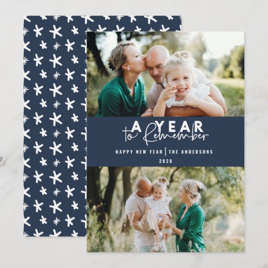 Carte Un an de mémoire moderne minime multi photo (Devant / Derrière)