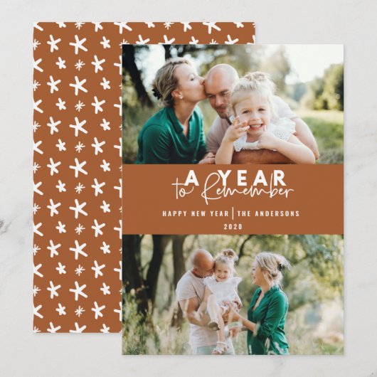 Carte Un an de mémoire moderne minime multi photo (Devant / Derrière)