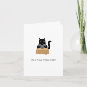 Carte Un anniversaire de chat magique mystique