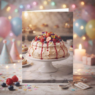 Carte Un anniversaire doux avec le gâteau Pavlova