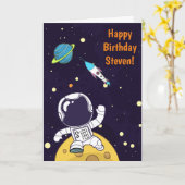 Carte Un astronaute flotte dans l'espace extra-atmosphér (Fleur jaune)