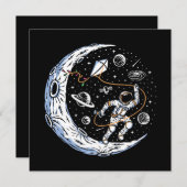 Carte Un astronaute pilote un cerf-volant sur la lune (Devant / Derrière)