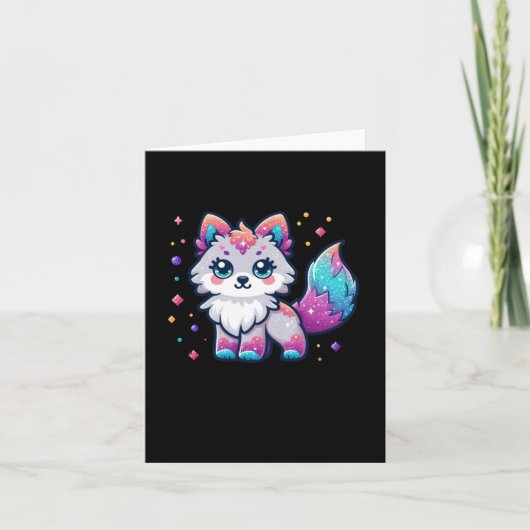 Carte Un Autocollant Loup Mignon (Devant)
