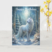 Carte Un Beau Loup Blanc (Fleur jaune)