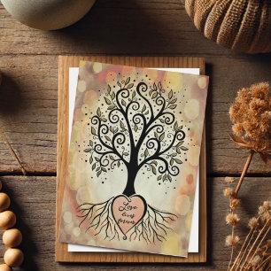 Carte Un bel arbre inspirant "L'amour vit pour toujours"