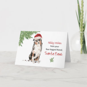 Carte Un berger australien Noël du chien dans Funny Sa
