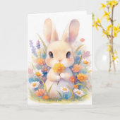 Carte Un Bouquet de Lapin (Fleur jaune)