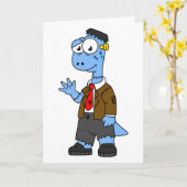 Carte Un Brontosaur Dessiné, Habillé Comme Frankenstein. (Fleur jaune)