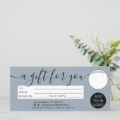 Carte Un cadeau bleu poussiéreux moderne pour votre logo (Debout devant)