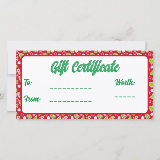 Carte Un cadeau pour vous Editable certificat cadeau de  (Dos)