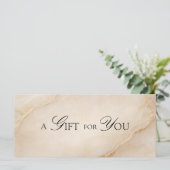 Carte Un Cadeau Pour Vous ! Marbre Beige Doré (Debout devant)