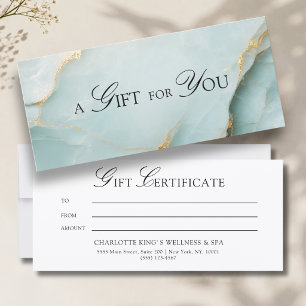 Carte Un Cadeau Pour Vous ! Marbre Bleu Or