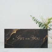 Carte Un Cadeau Pour Vous ! Marbre Noir Doré (Debout devant)